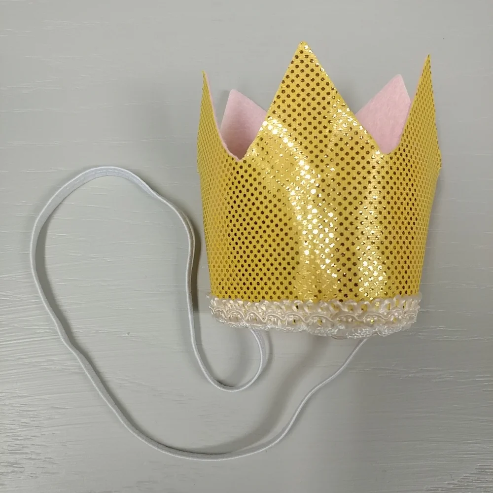Gold Glitter Crown Headband Baby Toddler Princess Queen Birthday - Picture 8 of 8